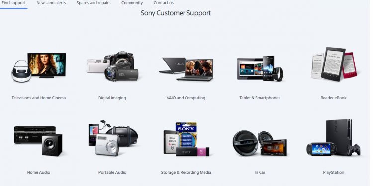 Sony products customer service