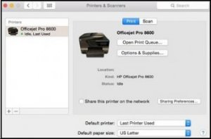 Image: Example of the Printers & Scanners window