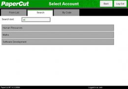 Shared Account selection with PaperCut running on the Dell device.